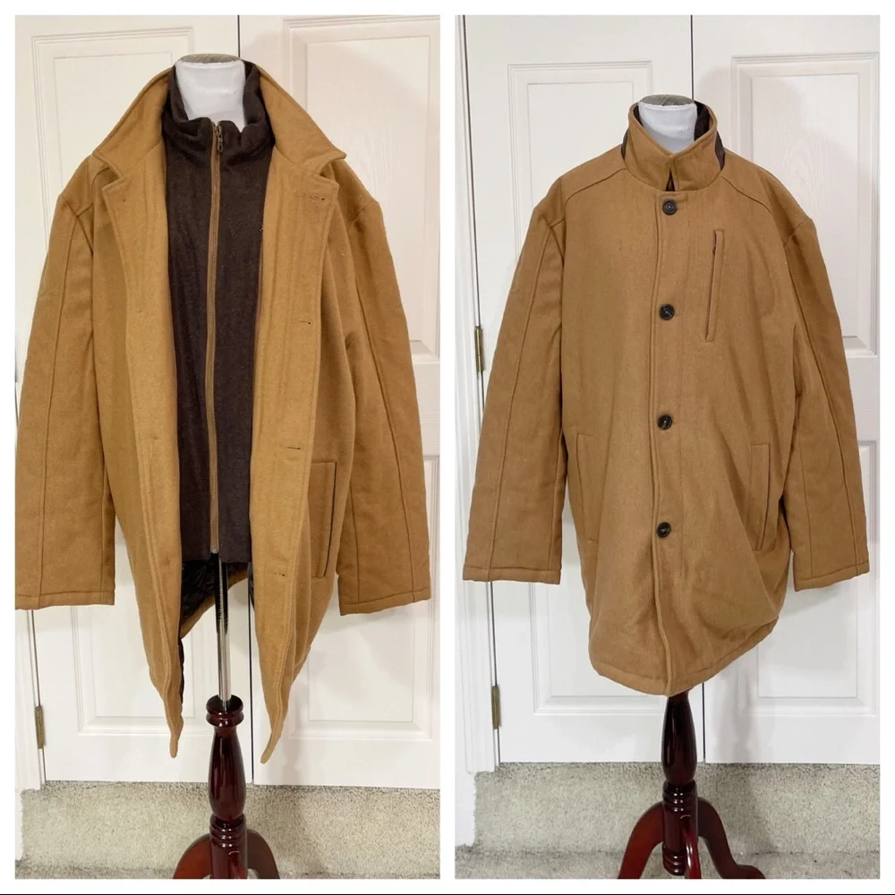 Cripple Creek Men's Camel Wool Melton Faux Leather Coat  - CR43366